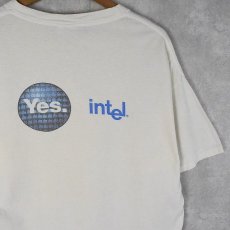 画像1: intel テクノロジー企業 ロゴプリントTシャツ L (1)