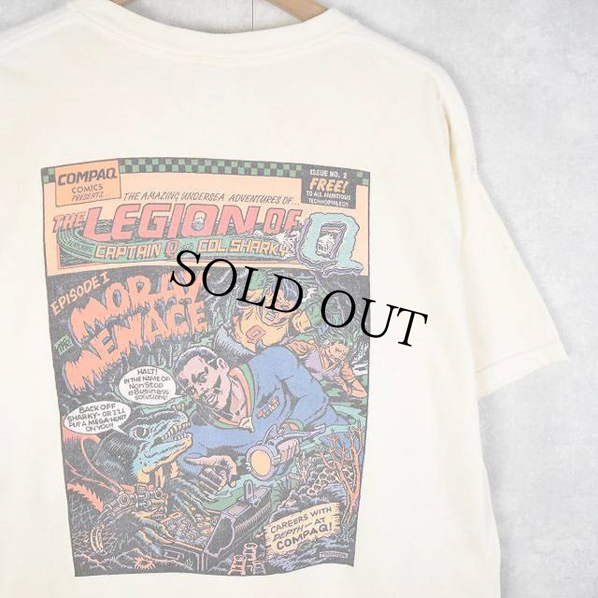 画像1: 90〜2000's COMPAQ "Moray Menace" アメコミイラスト IT企業プリントTシャツ XL (1)