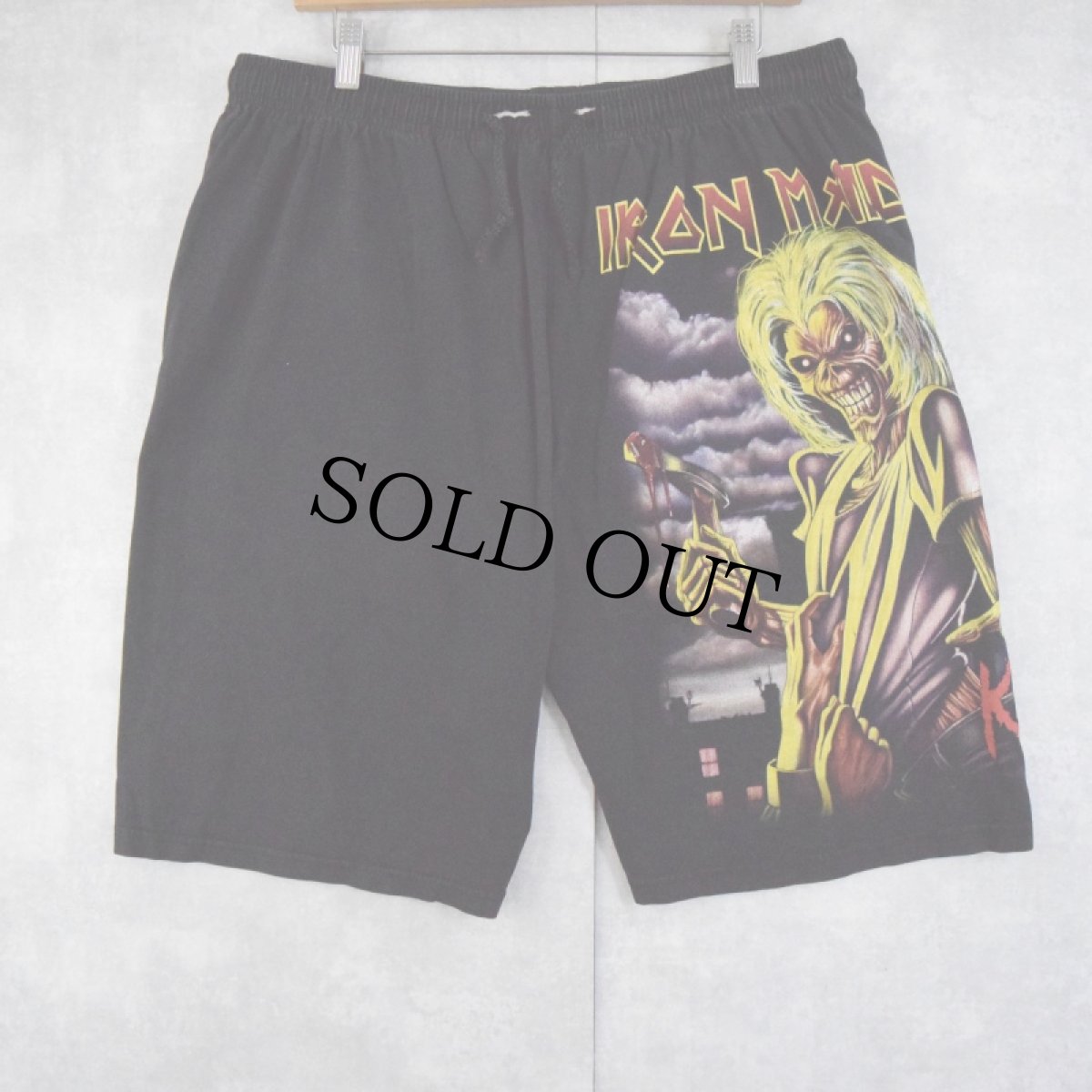 画像1: 90's〜 IRON MAIDEN "KILLERS" ヘヴィメタルバンド プリントショーツ BLACK (1)