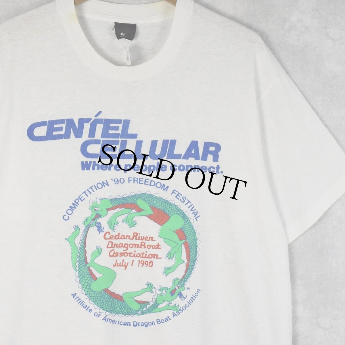 画像1: 90's USA製 "CENTEL CELLULAR" ドラゴンイラストプリントTシャツ XL (1)