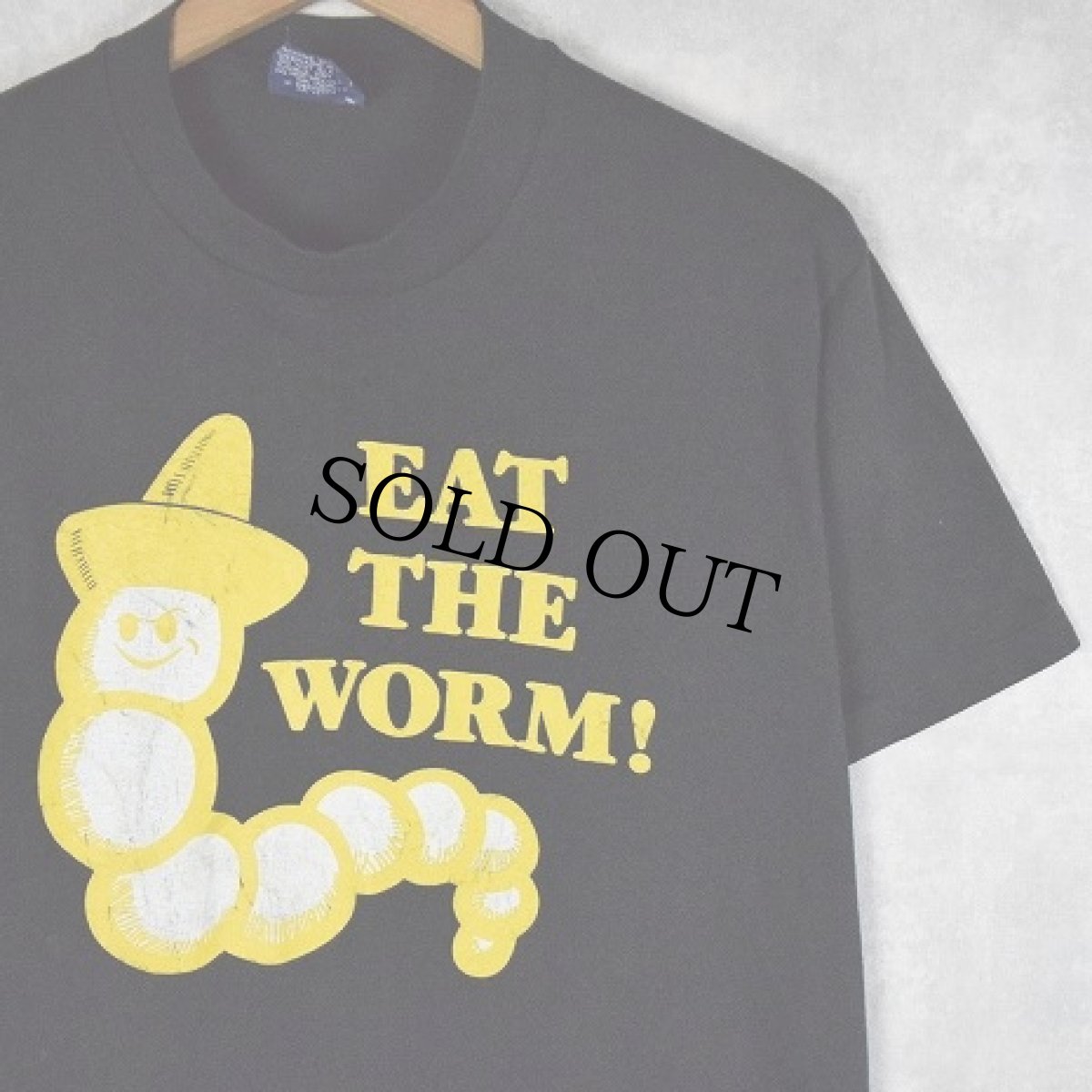 画像1: 80's Monte Alban Mezcal USA製 "Eat the worm!" リキュールTシャツ BLACK L (1)