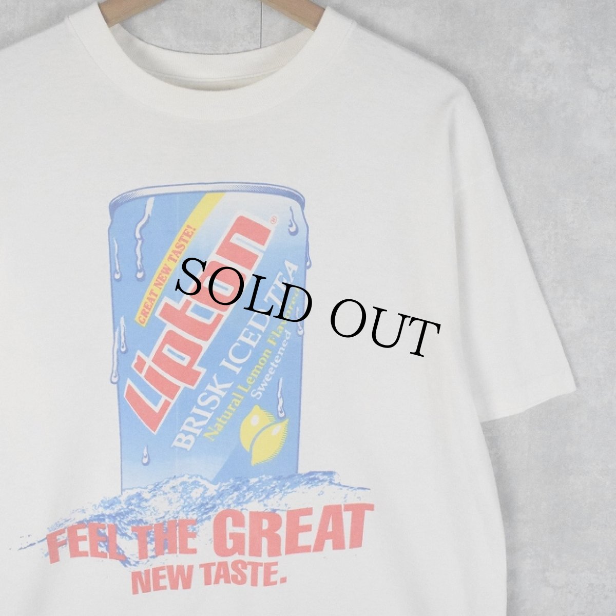 画像1: 90's Lipton USA製 "FEEL THE GREAT NEW TASTE." 飲料メーカー プリントTシャツ XL (1)