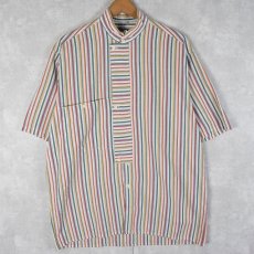 画像1: CAJUN by Becker マルチストライプ柄 スタンドカラーデザインシャツ (1)