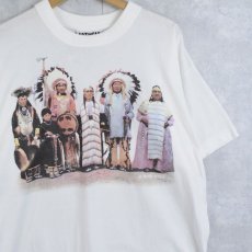 画像1: 80's BOB WADE インディアンフォトプリントTシャツ L (1)