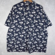 画像1: 90's POLO Ralph Lauren パイナップル柄 鹿の子ポロシャツ NAVY XL (1)