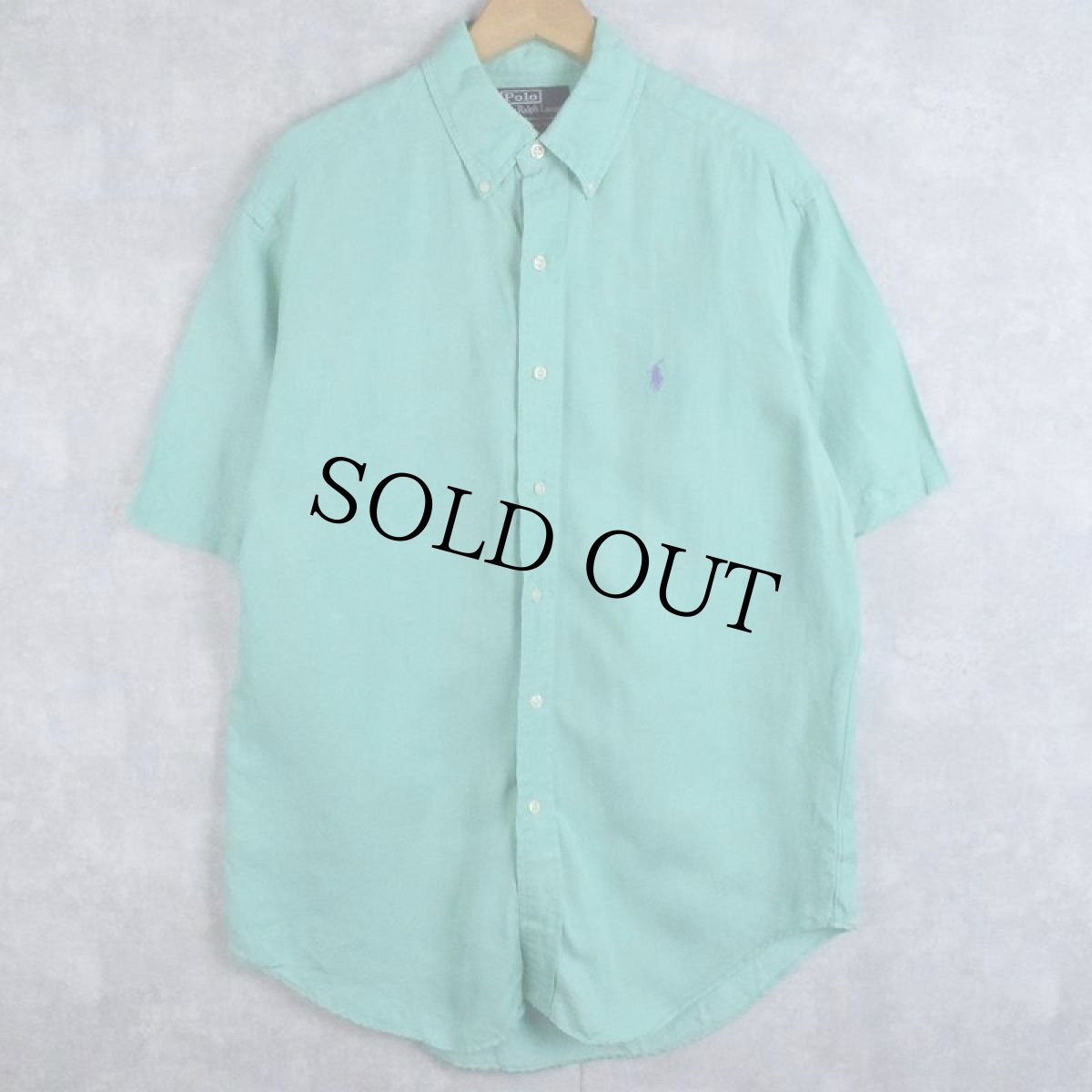 画像1: POLO Ralph Lauren "CLASSIC FIT" リネン×シルク ボタンダウンシャツ M (1)