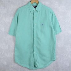 画像1: POLO Ralph Lauren "CLASSIC FIT" リネン×シルク ボタンダウンシャツ M (1)