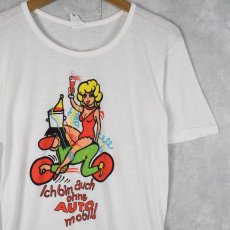 画像1: 80〜90's EURO シュールイラスト ペイントTシャツ L (1)