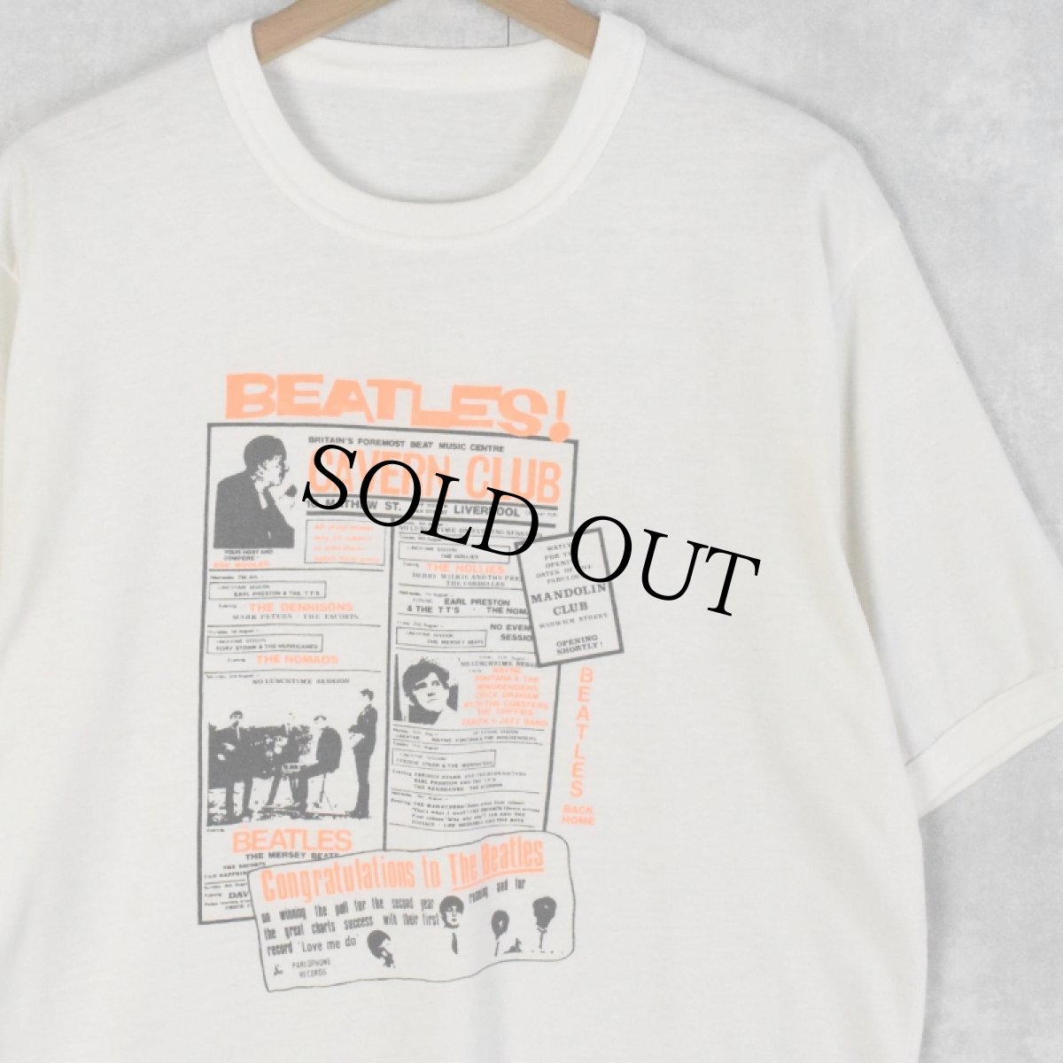 画像1: 【SALE】 〜90's THE BEATLES "CAVERN CLUB" ポスタープリント ロックバンドTシャツ (1)