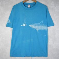 画像1: 80's USA製 ”GREAT WHITE SHARK" サメ巻きプリントTシャツ L (1)