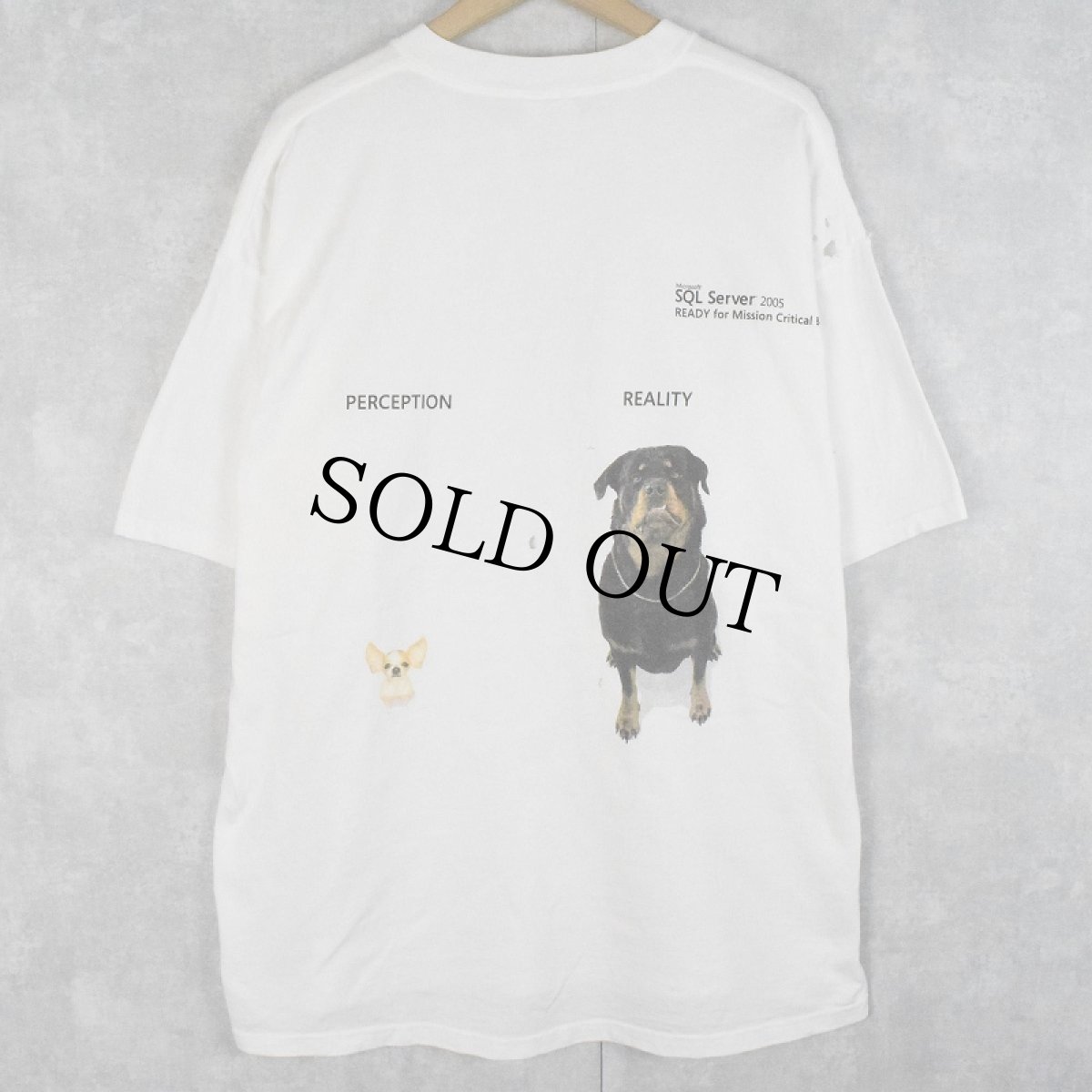 画像1: 2000's Microsoft SQL Server "NO MORE UNDERDOG" 犬プリント コンピューター企業Tシャツ XL (1)