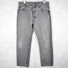 画像1: 90's Levi's 501 USA製 "サルファブラック" ブラックデニムパンツ W34 (1)