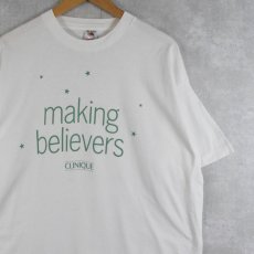 画像2: 【SALE】 90's CLINIQUE USA製 "making believers" スキンケアメーカー プリントTシャツ XL (2)