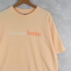 画像1: 90's CLINIQUE USA製 "clinique happy" スキンケアメーカー プリントTシャツ XL (1)