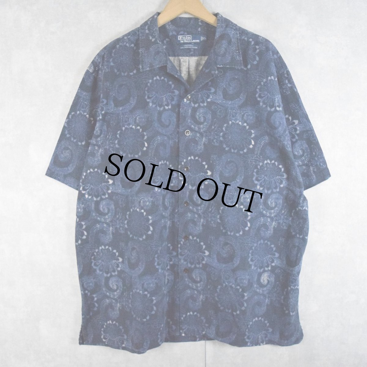 画像1: POLO Ralph Lauren "CALDWELL" 花柄 リネン×コットン オープンカラーシャツ XL (1)