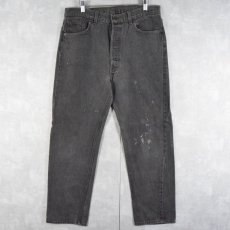 画像1: 90's Levi's 501 USA製 ブラックデニムパンツ W35 (1)