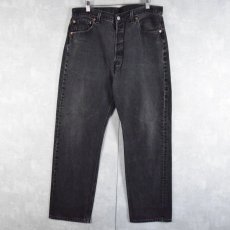 画像1: 90's Levi's 501 USA製 "サルファブラック" ブラックデニムパンツ W35 (1)