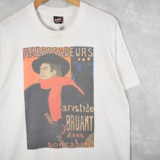 画像1: 90's Henri de Toulouse-Lautrec USA製 "Ambassadeurs" アートプリントTシャツ L (1)