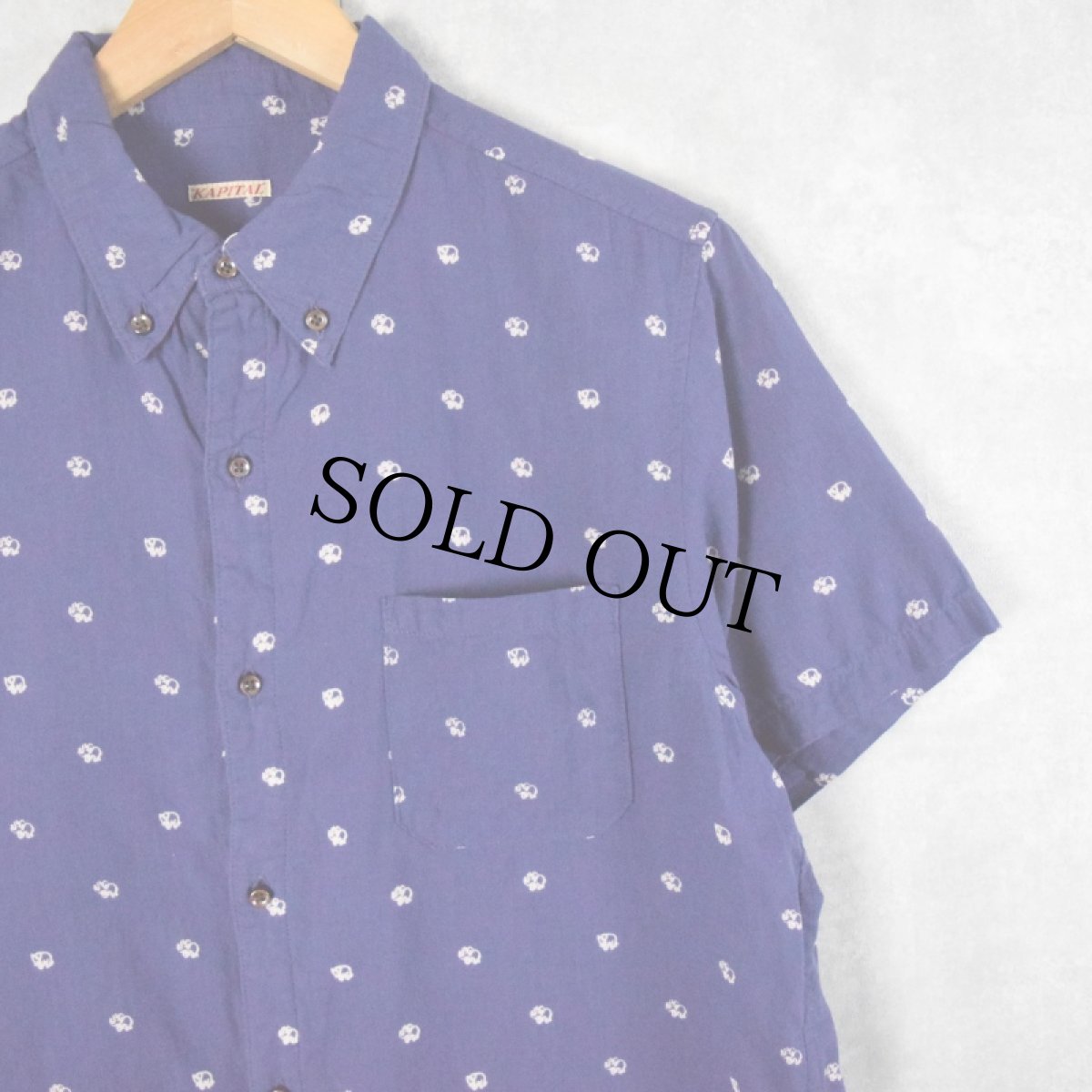 画像1: 【SALE】 KAPITAL エレファントブランド総柄 ボタンダウン コットンシャツ M (1)