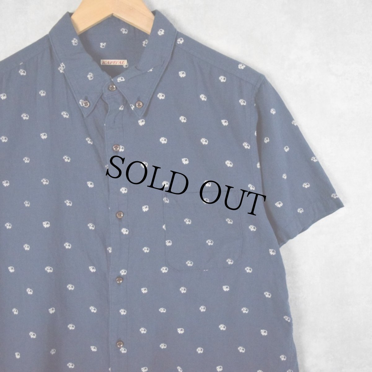 画像1: 【SALE】 KAPITAL エレファントブランド総柄 ボタンダウン コットンシャツ M (1)