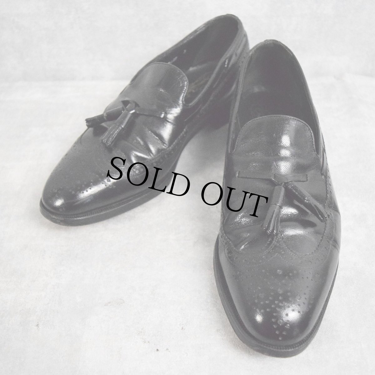 画像1: 80's FLORSHEIM IMPERIAL タッセル付き ウイングチップローファー BLACK 27cm (1)