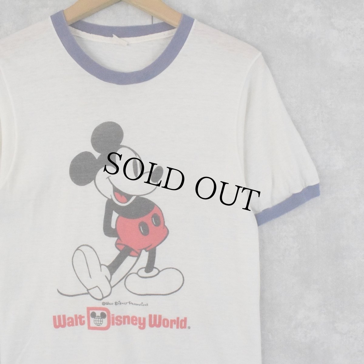 画像1: 70's Walt Disney World "MICKEY MOUSE" キャラクタープリント リンガーTシャツ (1)