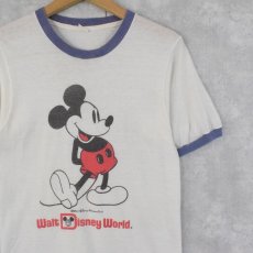 画像1: 70's Walt Disney World "MICKEY MOUSE" キャラクタープリント リンガーTシャツ (1)