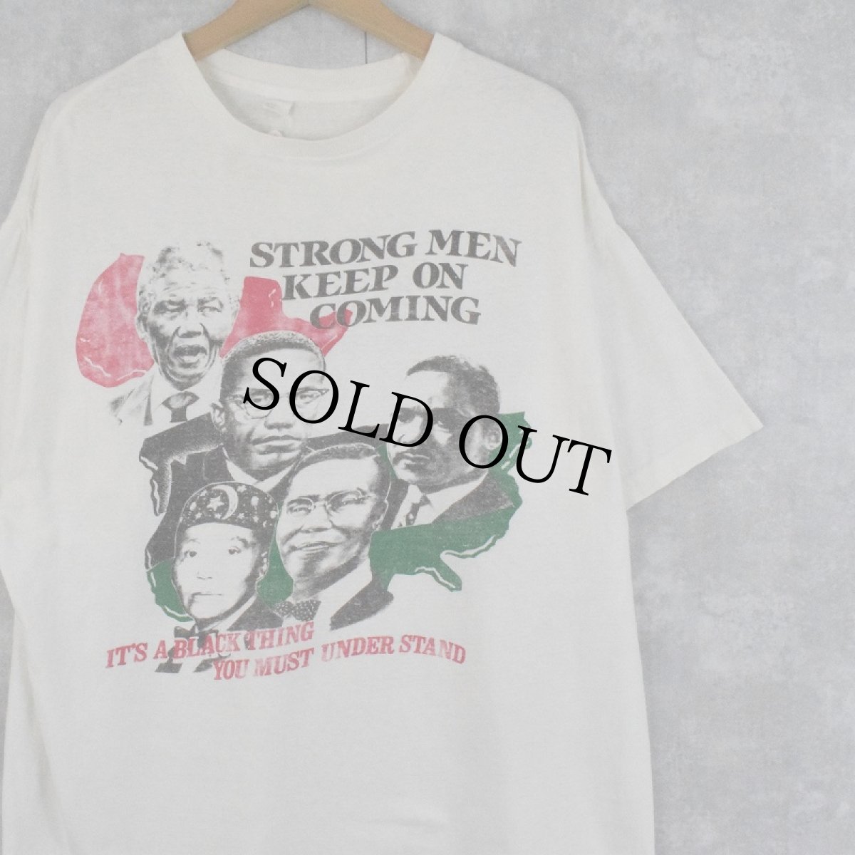 画像1: 90's "STRONG MEN KEEP ON COMING" 偉人プリントTシャツ XL (1)