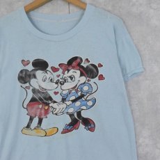 画像1: 70〜80's ブート "MICKEY MOUSE & MINNIE MOUSE" キャラクタープリントTシャツ (1)