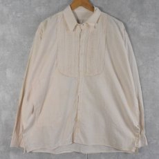 画像1: 70〜80's イカ胸 猫目ボタン コットンシャツ (1)