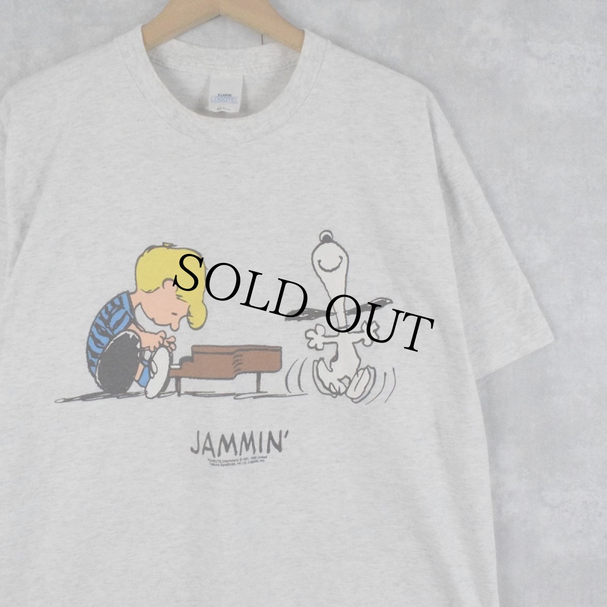 画像1: 90's SNOOPY USA製 "JAMMIN" キャラクタープリントTシャツ XL (1)