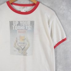 画像1: 70's TOOHEYS LAGER BEER USA製 "UP YOUR TOOHEYS!" ビールメーカー リンガーTシャツ M (1)