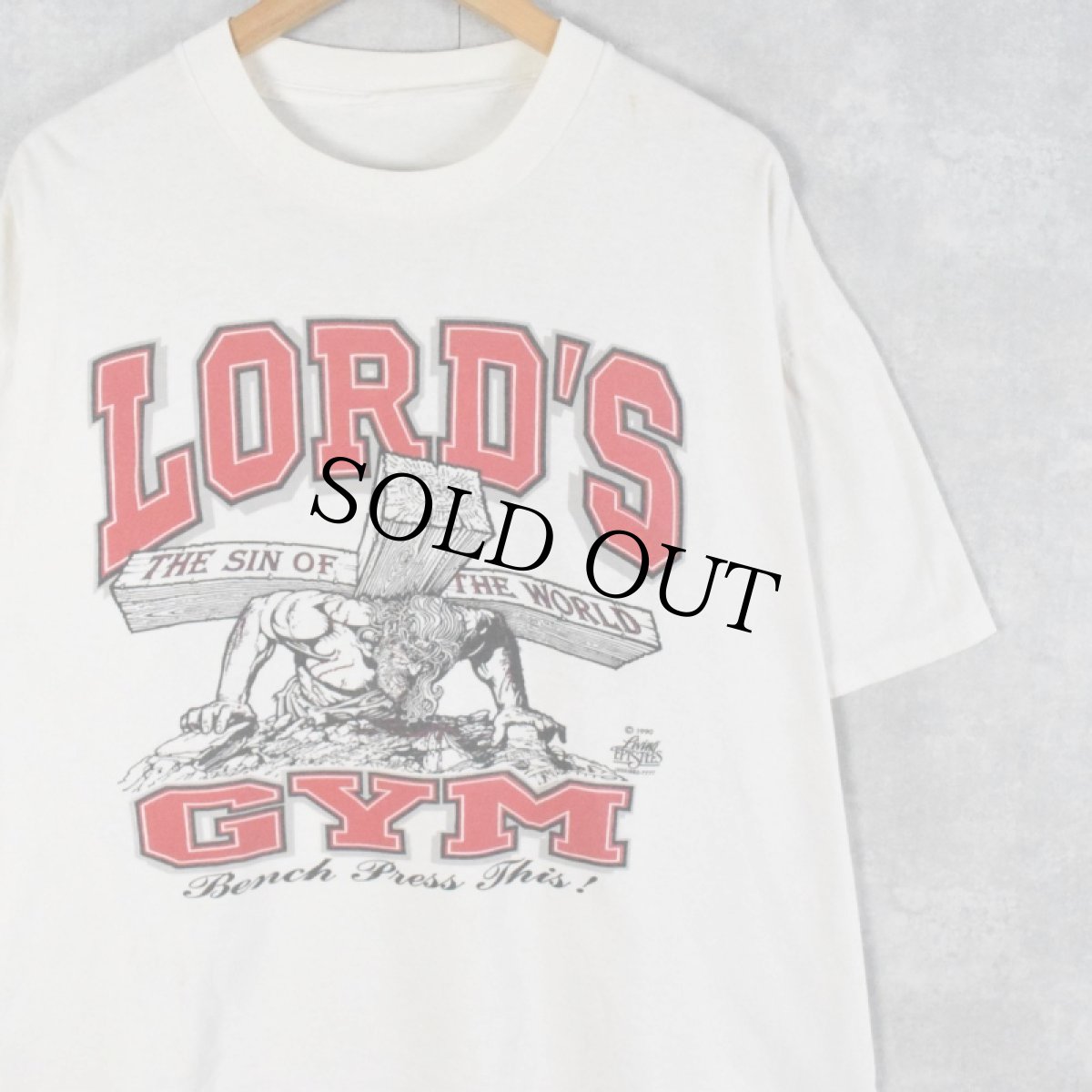 画像2: 90's LORD'S GYM "HIS PAIN YOUR GAIN" ジーザスプリントTシャツ (2)