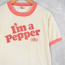 画像1: 80's Dr Pepper USA製 "I'm a pepper" 炭酸飲料 プリントリンガーTシャツ M (1)