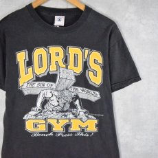 画像1: 90's LORD'S GYM "HIS PAIN YOUR GAIN" ジーザスプリントTシャツ BLACK M (1)