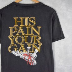 画像2: 90's LORD'S GYM "HIS PAIN YOUR GAIN" ジーザスプリントTシャツ BLACK M (2)