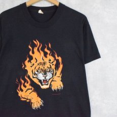 画像1: 80's USA製 "TERRY'S TIGER" 虎プリントTシャツ BLACK L (1)