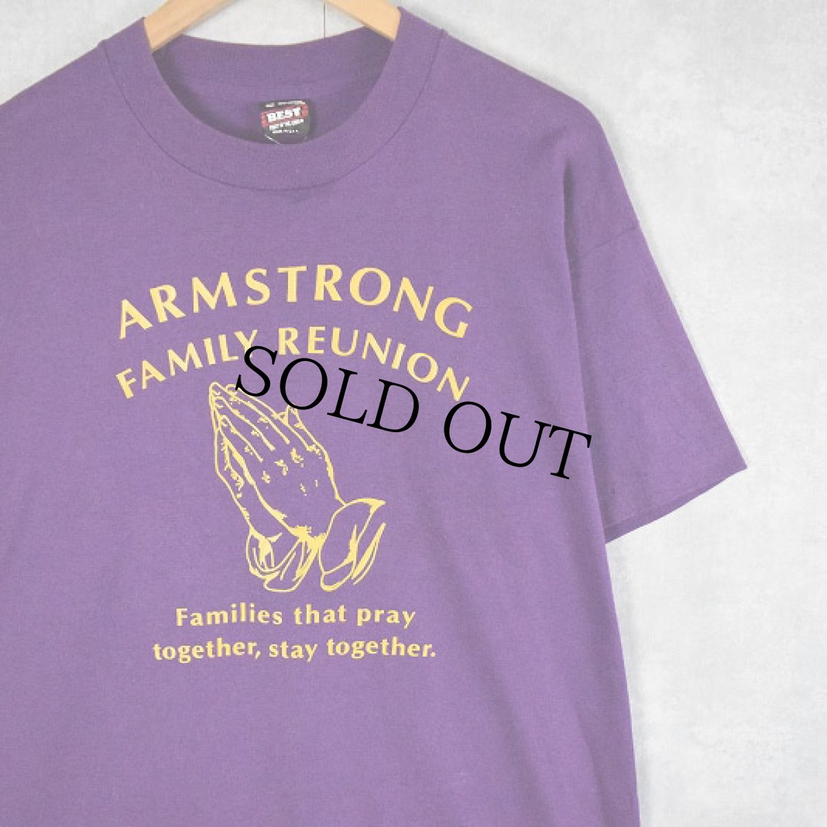 画像1: 90's USA製 "ARMSTRONG FAMILY REUNION" プレイング・ハンズプリントTシャツ XL (1)