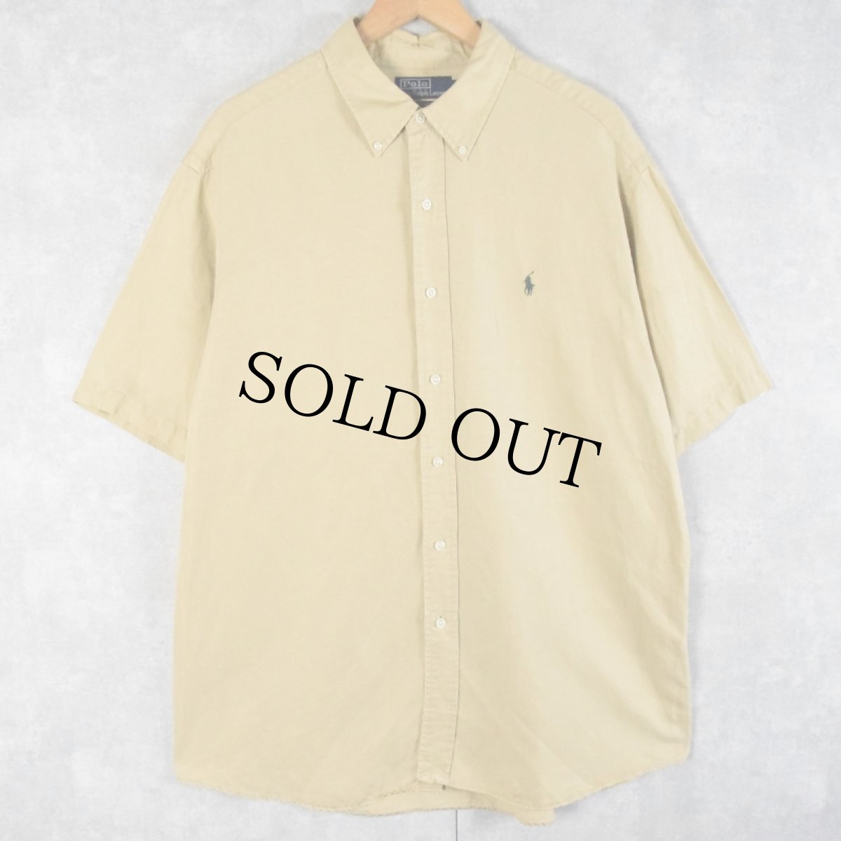 画像1: POLO Ralph Lauren "CUSTOM FIT" ロゴ刺繍 シルク×リネンボタンダウンシャツ XL (1)