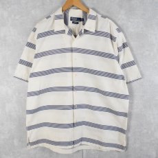 画像1: 90's POLO Ralph Lauren "CALDWELL" ボーダー柄 コットンオープンカラーシャツ XL (1)