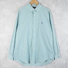 画像1: Ralph Lauren "CLASSIC FIT" マルチストライプ柄 コットンボタンダウンシャツ L (1)