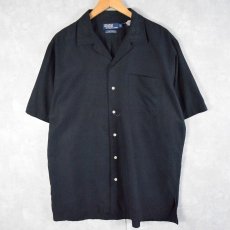 画像1: 90's POLO Ralph Lauren "CALDWELL" シルク×コットン オープンカラーシャツ BLACK L (1)