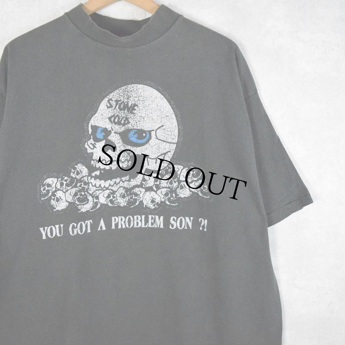 画像1: 【SALE】 90's STONE COLD USA製 "YOU GOT A PROBLEM SON ?!" スカルプリント プロレスTシャツ XL (1)