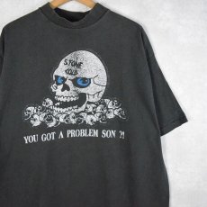 画像1: 【SALE】 90's STONE COLD USA製 "YOU GOT A PROBLEM SON ?!" スカルプリント プロレスTシャツ XL (1)