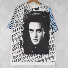 画像1: 90's Elvis Presley USA製 "TCB" ロックシンガー大判プリントTシャツ XL (1)