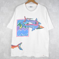 画像1: 90's IZOD LACOSTE USA製 魚 巻きプリントTシャツ L (1)