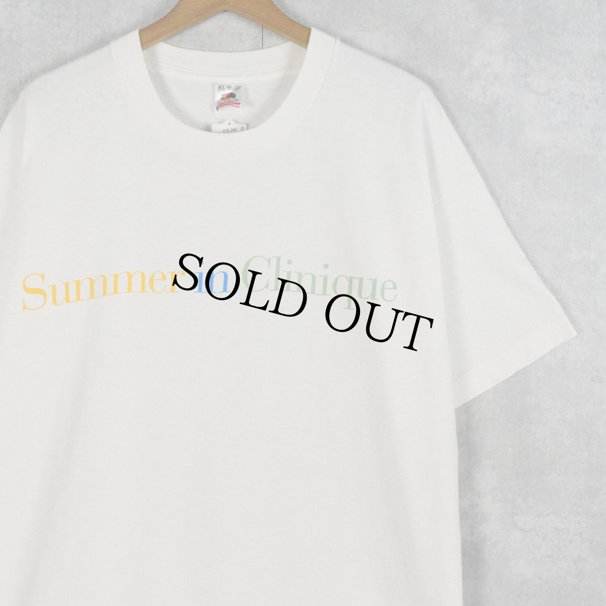 画像1: 90's CLINIQUE USA製 "Summer in Clinique" スキンケアメーカー プリントTシャツ XL (1)