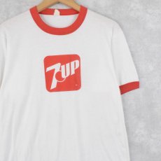 画像1: 80's 7UP 飲料メーカープリントリンガーTシャツ (1)