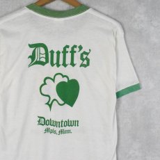 画像2: 80's USA製 "Duff's Downtown" バープリントリンガーTシャツ L (2)