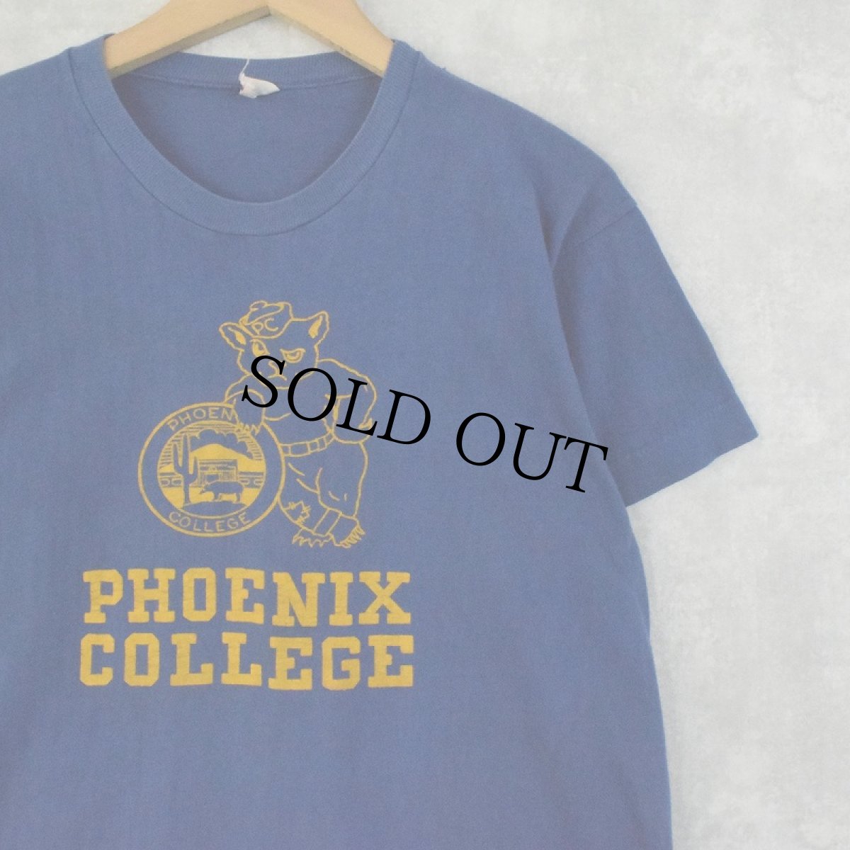 画像1: 60's Champion ランタグ USA製 "PHOENIX COLLEGE" プリントTシャツ M (1)